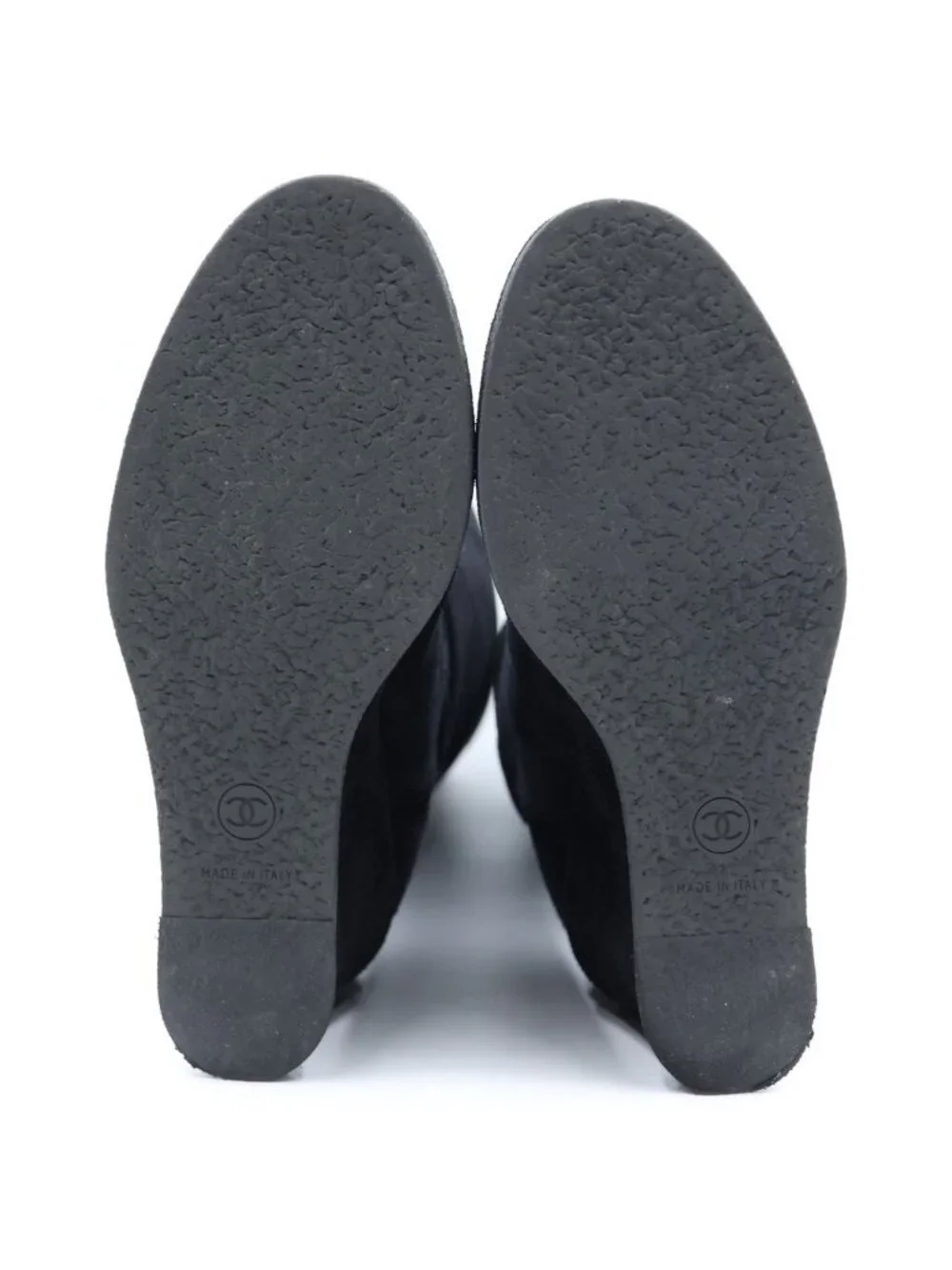 Chanel CC Logo Suede Long Boots Black